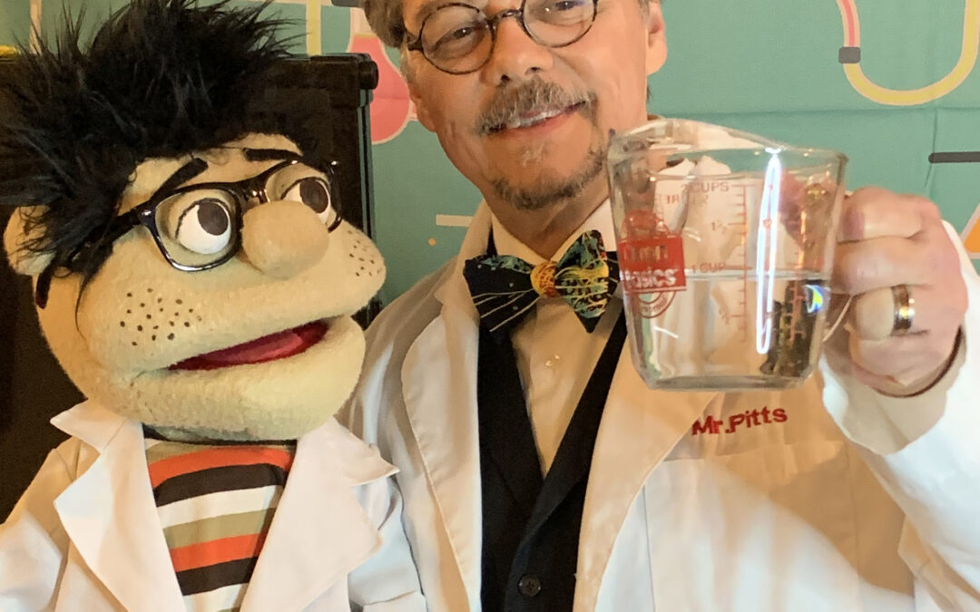 Photo of Professor Pitts and his Puppet Pal Eddie in their laboratory